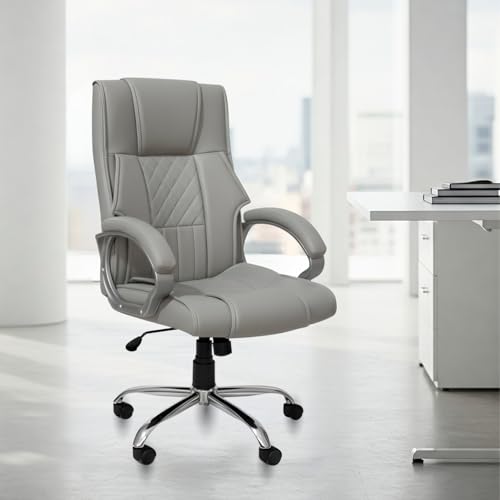 Image of activa Kim Ergonomic Office Chair| Premium Leatherette Chair with Padded Seat & Backrest| 3-Year Warranty | Adjustable Height Desk Chair for Work /Study /Gaming | Swivel Seating for Workstations (Grey)