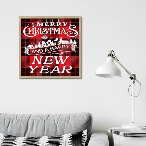Tableau mural de Noël en bois chic cadre primitive de 30 cm - 6