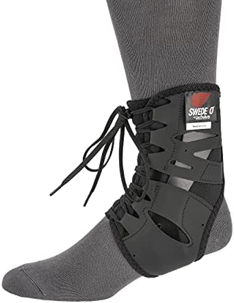 Swede-O Tarsal Lok Laced Ankle Brace, Semi-Rigid Stabilizer, Form-Fitted for Soccer, Football, Basketball, Black, Large
