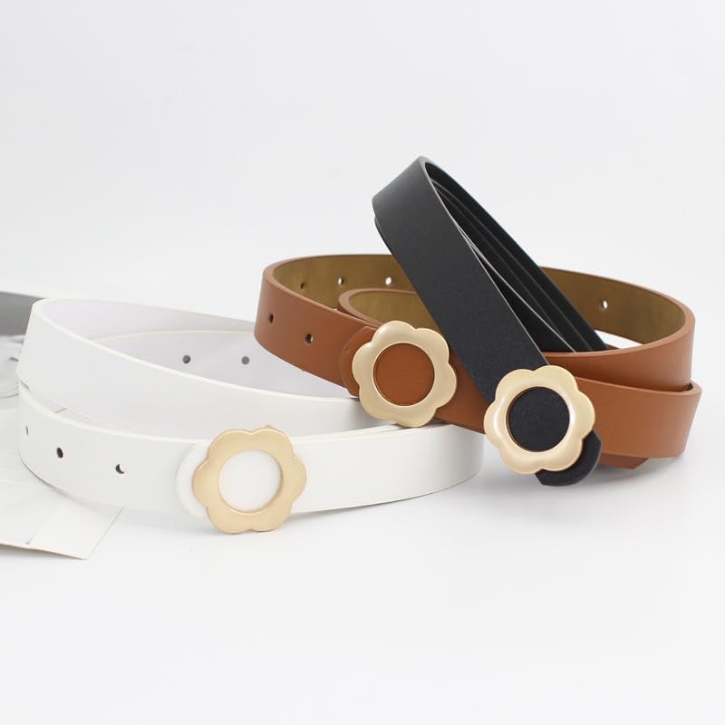 Women's Jeans Belt Student Decorative Flower-shaped Smooth Buckle Belt2
