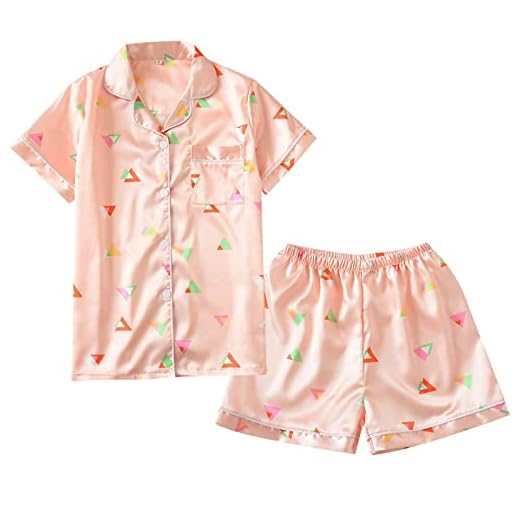 XFLOWR Nattlinne myskläder dam pyjamas set kortärmad nattkläder shorts kvinna sommar tunn dam tvådelad hemmakläder M rosa