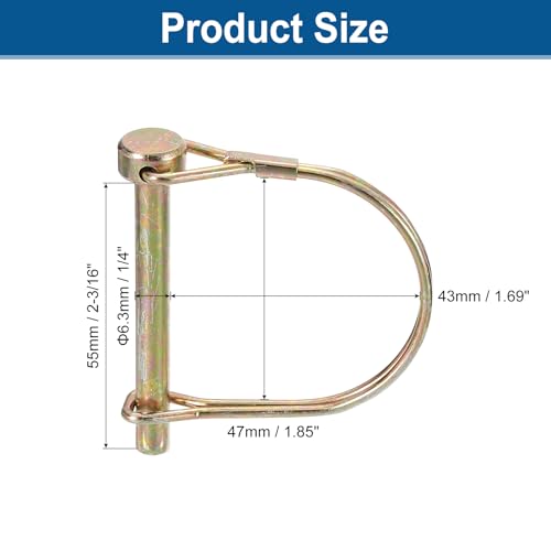 QUARKZMAN 4 Stück 1/4 x 2-3/16 Bolzen mit Ring, Anhängerstifte Runde Bolzen für Boot Kajak Anhänger Traktor Wagen, Golden