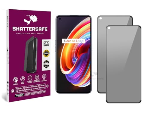 Image of Anti-Spy Privacy Tempered Glass Compatible For Realme X7 Pro 5G [Pack of 2]. 9H Hardness, Anti-Scratch, Edge-to-Edge Protection With Easy Installation Kit & Case Friendly Fit.