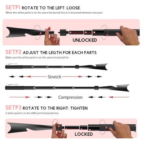 Shoe Horn Long Handle, 16.9"-37.4" Telescopic and Detachable Shoe Horn with Pants Hook and Sock Assist, Adjustable Long Handle for Seniors, Men and Women by JJDPARTS - Image 6