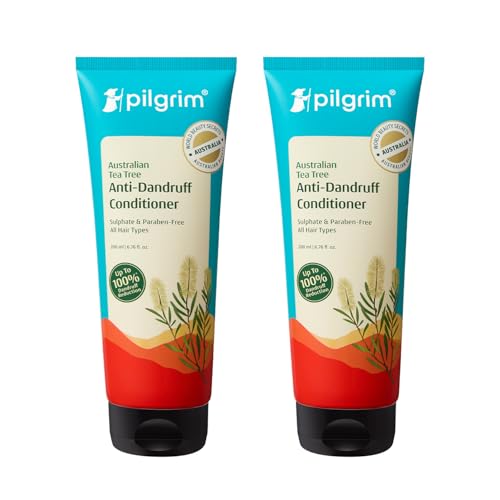 Image of Pilgrim Australian Tea Tree Anti-Dandruff Unscented Conditioner For All Hair Type 200 ml (Pack of 2) | Smoothens Strands & Detangles Hair | Fights and Prevents Dandruff | For Men & Women | Pack of 2