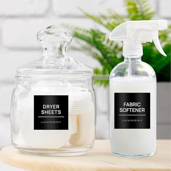 Laundry Labels for Jars,14 PCS Minimalist Laundry Room Sticker Labels,Removable Waterproof Labels for Laundry Containers,Home Storage Organization(Black)