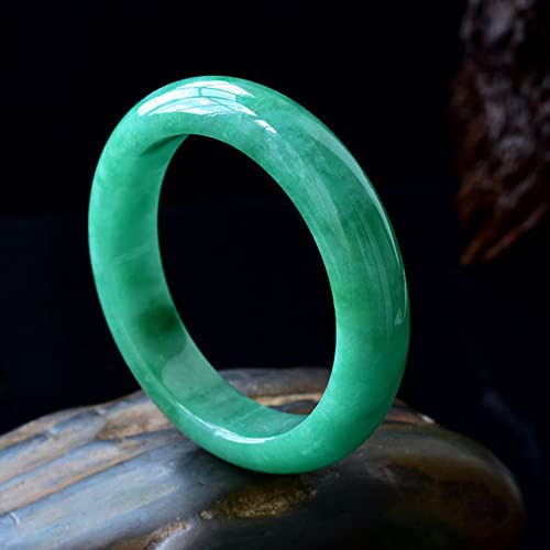 Pulsera de mujer, brazalete de jade verde con flores flotantes, brazaletes de mujer, para madre, novia, con joyero, 54-64 mm, 60 mm,