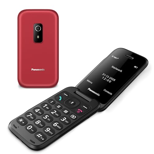 Panasonic KX-TF600 Téléphone 4G Facile, Appels Volte Clairs, Rouge