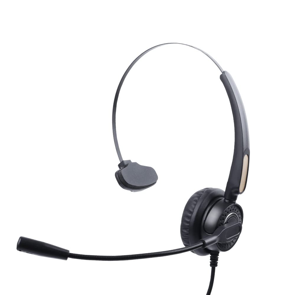 axGear Mono Office Headphone with Microphone Headset with RJ9 Jack & 3.5mm Connector