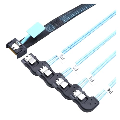 Cable interno PCIE Slimline S-AS MCIO SFF-8654 4I 38P a 4X SATA ángulo derecho 1 m miniatura 2