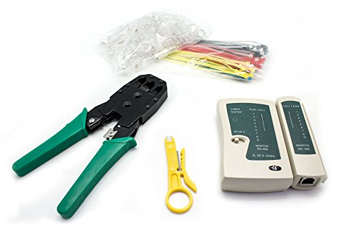 Kit Crimpadora+Tester Lan+Pelacables+100 RJ45+100 Bridas BIWOND