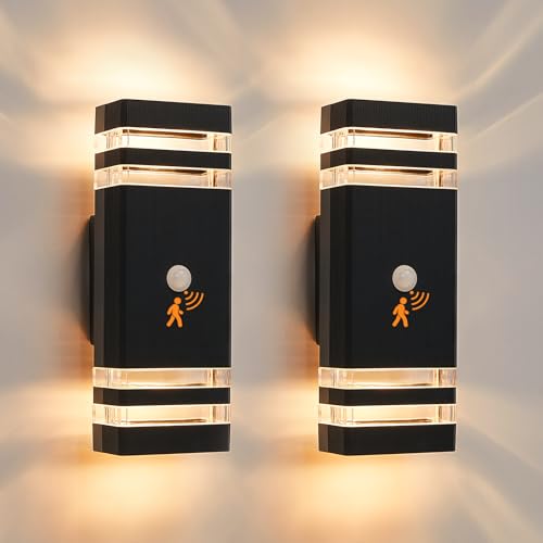 CELAVY Up Down Outside Lights with Motion Sensor, PIR Outdoor Wall Light Mains Powered, IP65 Front Door Porch Light Electric