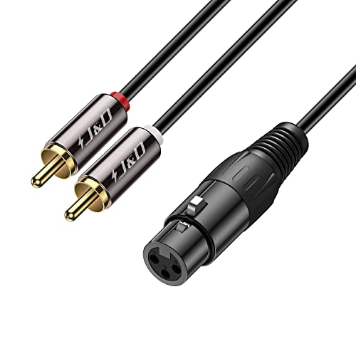 J&D XLR vers 2 RCA Répartiteur en Y Câble Patch, PVC écalé Unbalanced 2X RCA Mâle à XLR Femelle Audio Stéréo Adaptateur de Câble Interconnexion pour Mixeur de Microphone à Condensateur AMP, 1,8 Meter