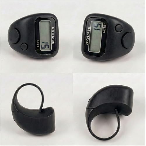 Image of Digital Finger Tally Counter, 5-Digit LCD Display, Ring Design with Reset Button (Pack of 1) (Black)