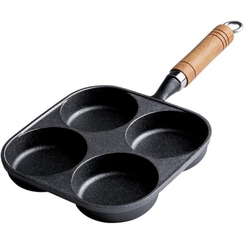 KQQK目玉焼き鍋マルチパン家庭用業務用フライパン朝食パン鋳鉄製玉子焼き器焼き鍋料理用たまごやきパンケーキプレート仕切り付き今川焼きパンケーキ焼きおにぎり調理ツール (4穴(B))