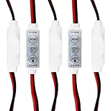 Qoope Pack of 5 LED Strip Light Controller 12V-24V Single Color Brightness Dimmer with Memory Function