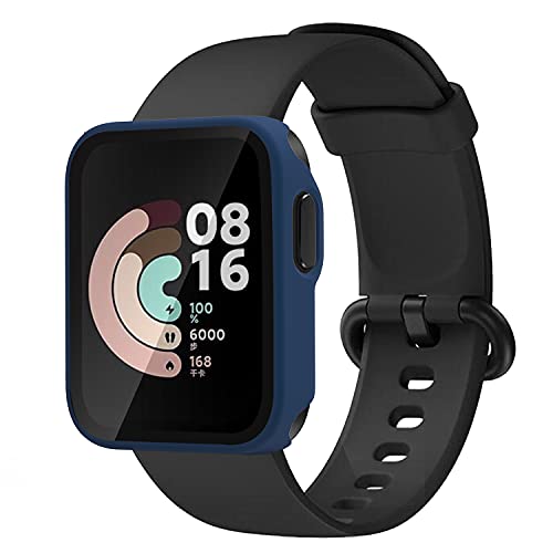 Msm-case -blue with Tempered Glass Screen Protector Film for Mi Watch Lite 9H Hardness PC Case, Bumper - Image 3