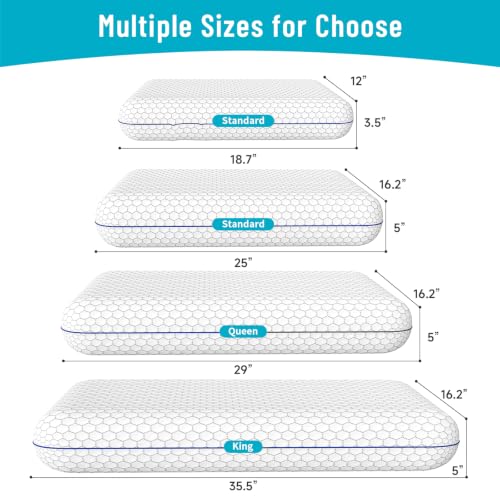 Image of CushyOasis Memory Foam Pillows for Sleeping, Bed Pillow, Camping Size | Ergonomic Supportive Memory Foam for Head, Neck & Shoulders, Breathable Washable Cover, for Side, Back & Stomach Sleepers