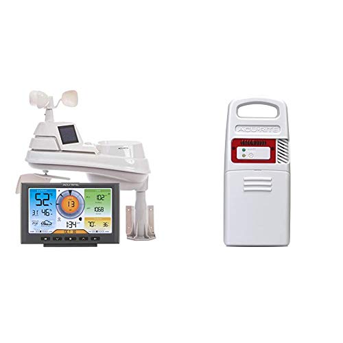 AcuRite 5-in-1 Station with Wi-Fi Connection to Weather Underground, Black & 06045M Lightning Detector Sensor with Temperature and Humidity