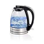 Hamilton Beach Glass Electric Tea Kettle, Water Boiler & Heater, 1 L, Cordless, LED Indicator, Auto-Shutoff & Boil-Dry Protection (40930C), Clear