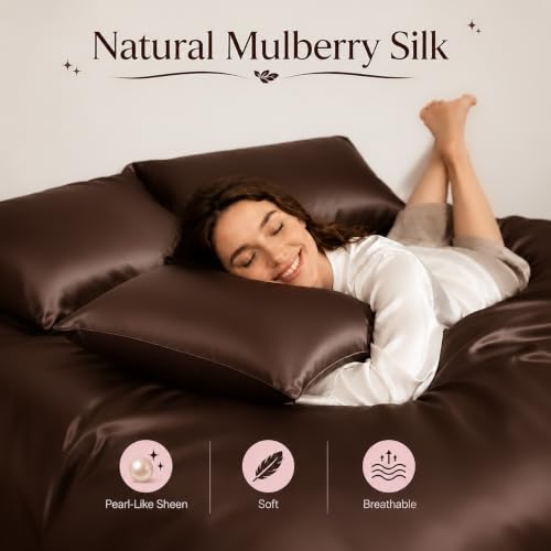 Silk Pillow Cases with Zipper,20x30 Mulberry Pillow Case,Brown,Queen,1pc by Casbrove - Used condition - Image 4