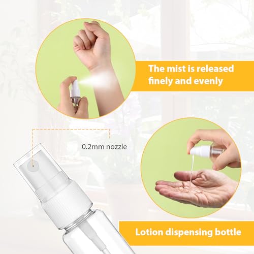 6 Pack Spray Bottle, 20ml Small Plastic Fine Mist Spray Bottles Mini Empty Travel Bottles Small Refillable Liquid Containers for Travel Perfume Cosmetics Cleaning Care4