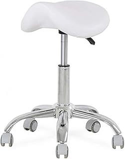 NYTA Ergonomic Saddle Stool Rolling Spa Salon,Rolling Chair for Medical Massage Kitchen Spa Drafting,Adjustable Hydraulic Stool with Wheels-(Without Backrest) White