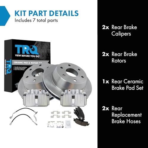 Image of TRQ Rear Brake Pad & Rotor Kit Ceramic Compatible with 2002 Chevrolet Silverado 1500