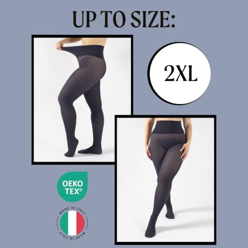 Image of CALZITALY Seamless Tights, 50 DEN High-Waist Pantyhose with no seams, Multi Color Opaque Tights - S, XXL, Italian Hosiery