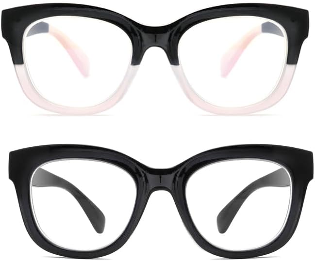 Miniatura 1 de Areyeth 2 pares de anteojos de lectura retro de gran tamaño para mujer, estilo Oprah, lectores grandes con bloqueo de luz azul (1.0X)