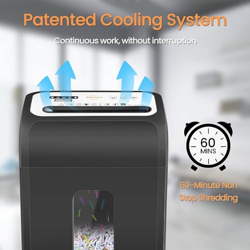 Aktenvernichter für Büro und Heimbüro, VidaTeco 15 Blatt Kreuzschnitt Schredder, 60 Minuten Papierschredder(P4) für Papier/Kreditkarten,TÜV+GS Zertifiziert Reisswolf mit 20L, Extrem leise 58dB