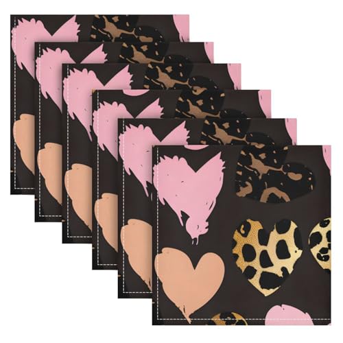 Servilletas de Tela Leopardo Corazón Set x6 20x20 pulgadas miniatura 2