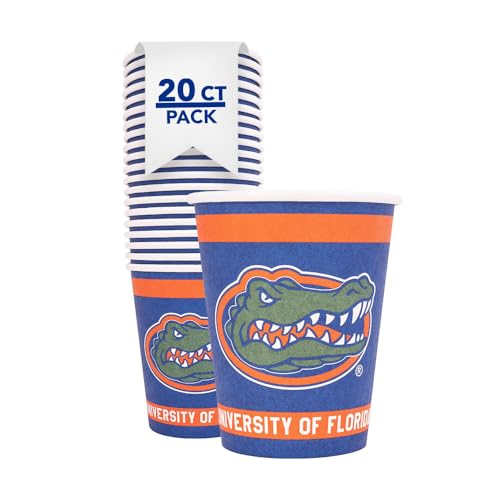 Desert Cactus University of Florida Paper Cups UF Gators 20 Count 9 Ounce Cold Beverage for Tailgates, Graduation, Party and Game Day Tablecloth Decoration (Design A) x