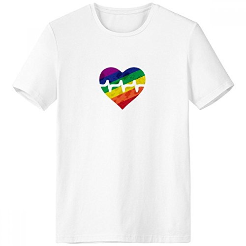 T-shirt homme LGBT blanc col rond sport respirant motif cœur électronique taille S