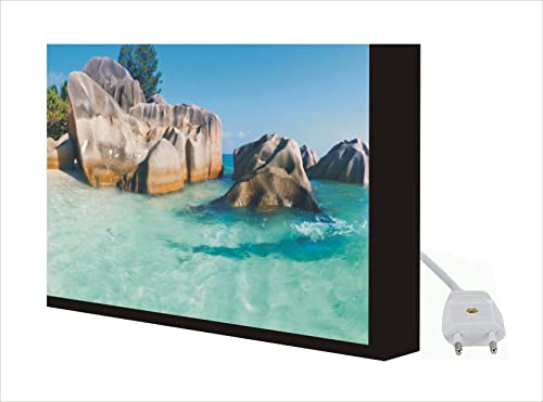 CCRETROILUMINADOS Bild mit Holzrahmen, schwarz lackiert, mit LED-Licht, paradisiaca Strand