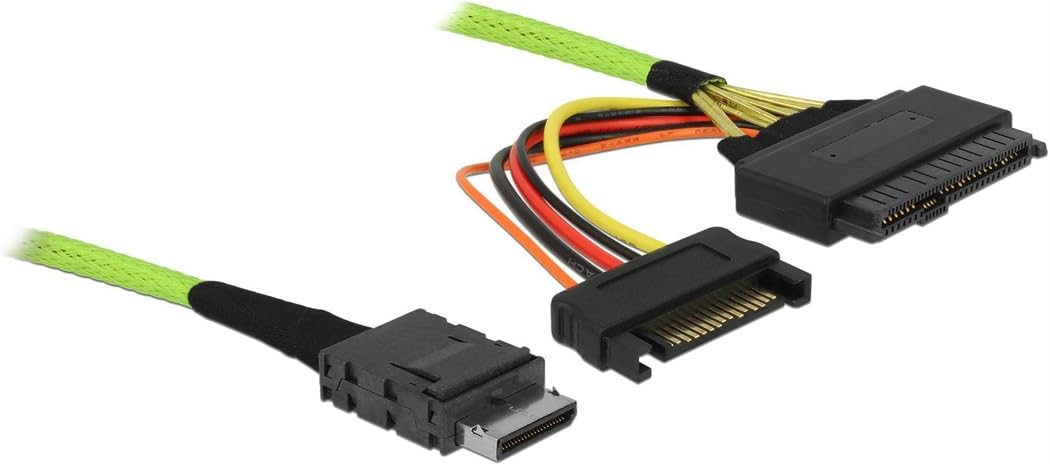 DeLOCK 85802 Serial Attached SCSI (SAS) 0,5 m 32 Gbit/s Schwarz/Grün – Serial Attached SCSI (SAS) Kabel (0,5 m, OCuLink SFF-8611, U.2 SFF-8639, gerade, männlich/weiblich)