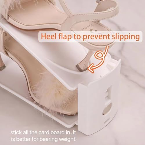 12-Pack Adjustable Shoe Organizer Rack for Closet (White)