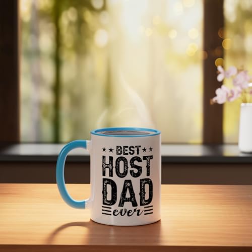 Taza de cerámica Best Host Dad Ever, azul/blanco miniatura 3