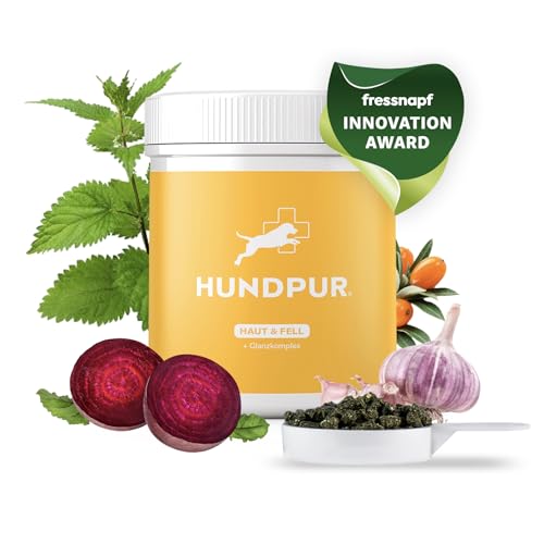 Hundpur Haut & Fell 300 g - Natürliche Fellpflege Pellets für Hunde - Mit Biotin & Zink - Ideal bei Fellwechsel - Für Gesunde Haut - Made in Germany