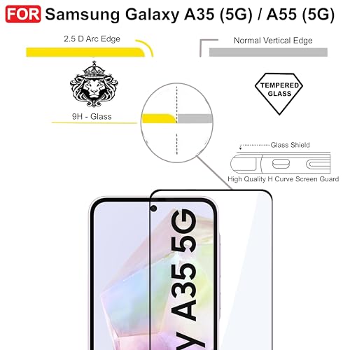 Image of CEDO Tempered Glass for Samsung Galaxy A35 (5G) / A55 (5G) | Screen Protector Full HD Quality Tempered Glass Anti-Scratch Edge to Edge Coverage with Easy Installation Kit (Black)