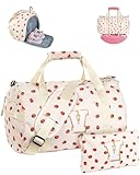 Vogewood Girl's Fashion Trendy Stuff, Girls Gym Bag, Kids Personalized Weekend Duffel Bags with Shoe Compartment, Initial Travel Tote with Makeup Bag, Gift for Ballet Dance Girl (Letter V)