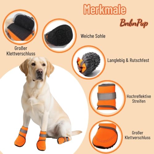 BnbnPup Hundeschuhe Pfotenschutz Outdoor Krallenschutz Für Hunde Hunde Schneeschuhe Mit Anti-Rutsch Sohle Reflektierendem Riemen-M