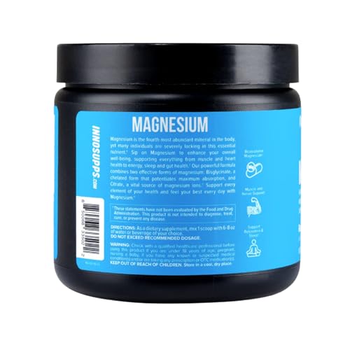 Image of InnoSupps Magnesium Powder - Dual-Action Mineral Mix with Magnesium Bisglycinate & Carbonate - Promotes Stress Relief, Hydration, and Recovery (Lemonade, 30 Servings)