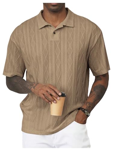 SOLY HUX Camisa Polo Texturizada para Hombre, Manga Corta, Casual