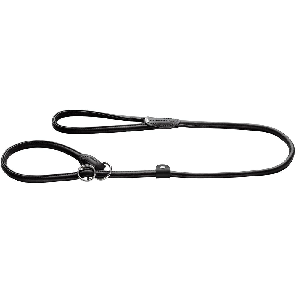 HUNTER Retriever Lead Round & Soft Canadian UP Colour: Black, Soft Leather, Hand Strap, Stop Ring, Rounded, Sustainable