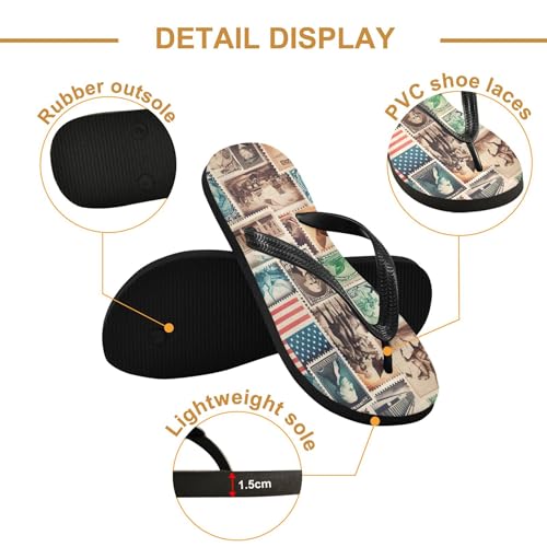 Burbuja Us Stamps Flip Flops for Women Men, Soft Thong Sandals Rubber Slippers for Pool Beach Essentials3
