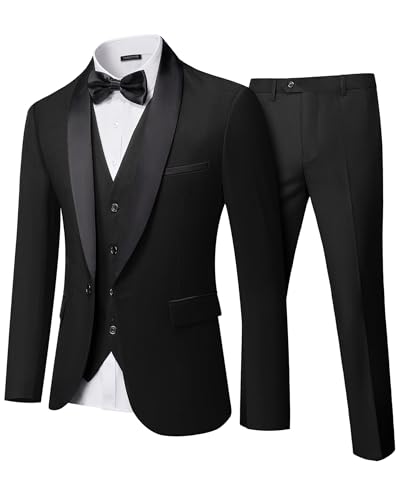 Dark Grey Men's Slim Fit 3-Piece Tuxedo Suit - Prom, Wedding, Party