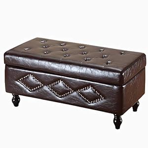 Eazbridge Sitztruhe mit Stauraum, braunes PU-Leder