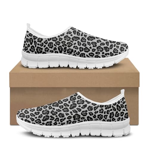 Sunflower Leopard Print Casual Shoes for Women Knit Mesh Slip on Walking Shoes Sneakers Size 5-10.5 5