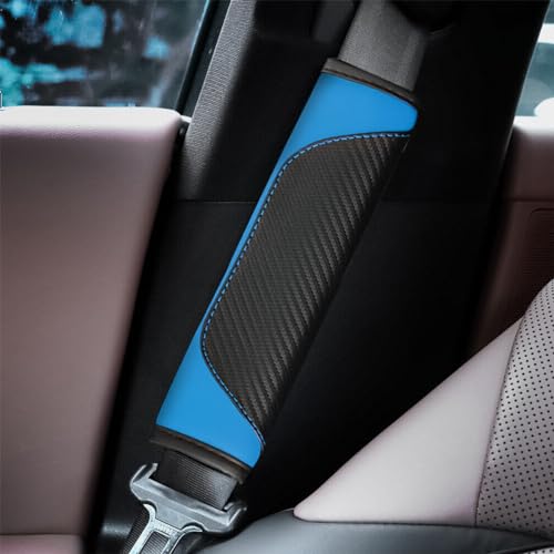 Image of Osilly 2PCS Car Seat Belt Cover, Carbon Fiber Seatbelt Shoulder Protection, Soft Car Seat Belt Strap Cushion Protect Your Neck and Shoulder, Car Accessories Seat Belt Pad for Car Truck (Blue)